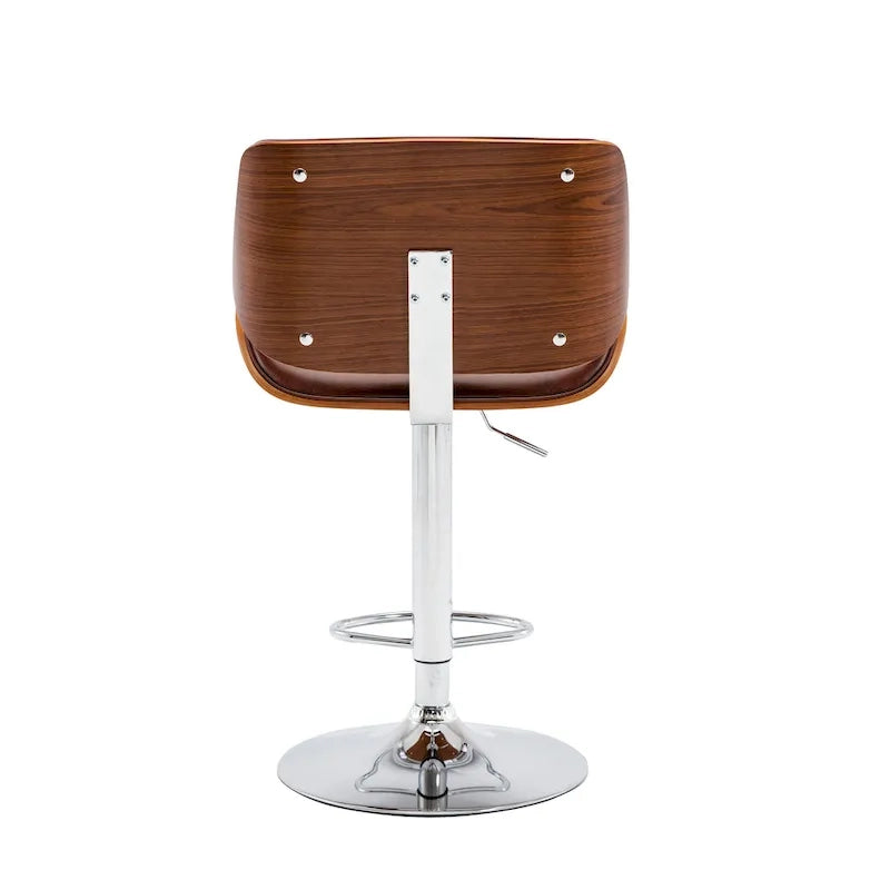 Tabouret de bar réglable en hauteur, revêtement PU, piètement chromé