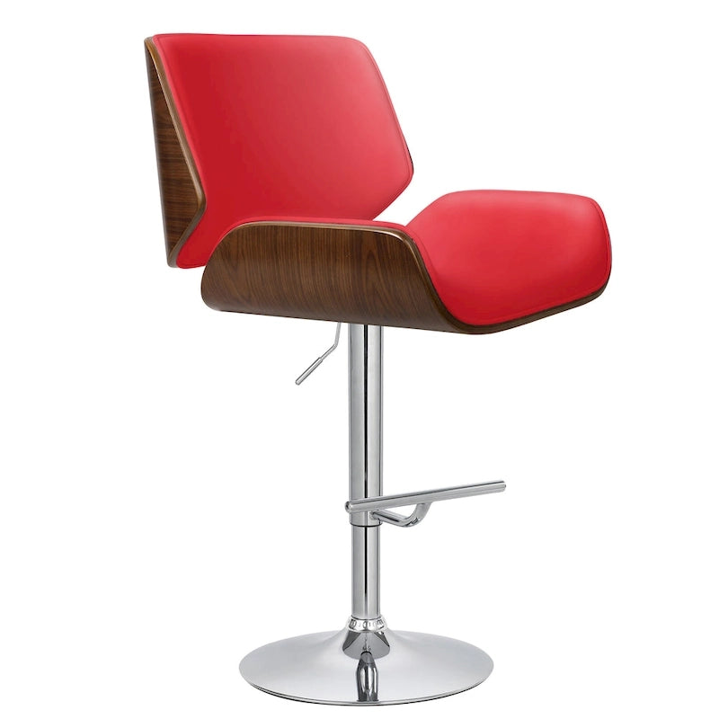 Tabouret de bar réglable en hauteur, revêtement PU, piètement chromé