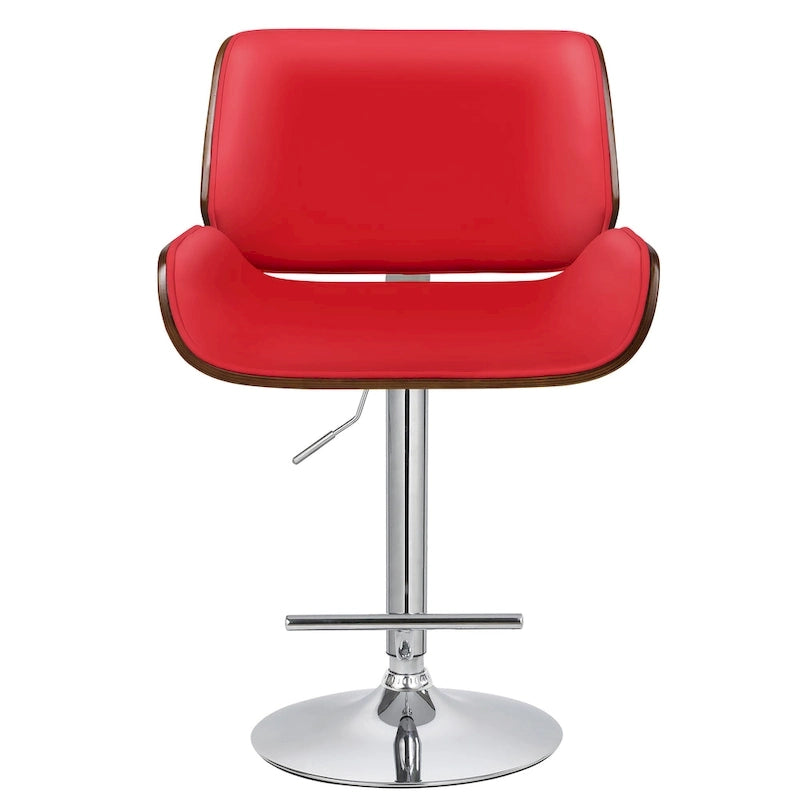Tabouret de bar réglable en hauteur, revêtement PU, piètement chromé