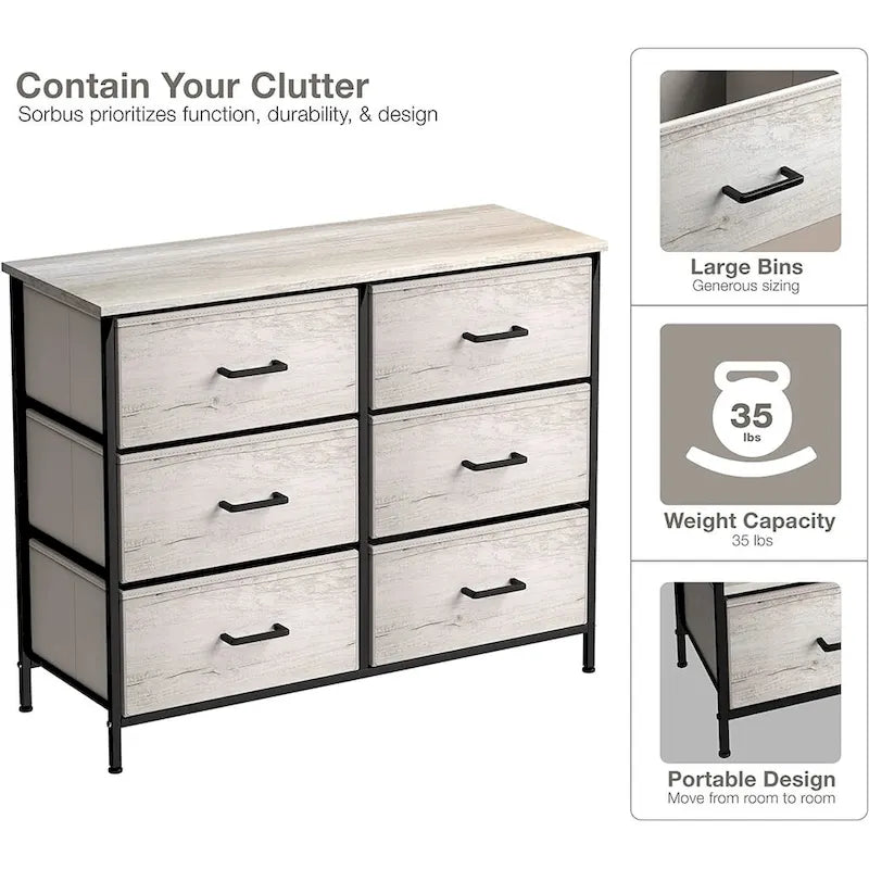 Commodes de chambre avec 6 tiroirs, commode de chambre