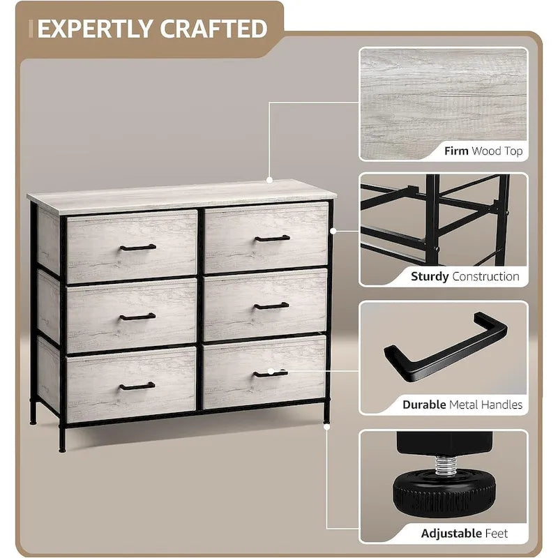Commodes de chambre avec 6 tiroirs, commode de chambre