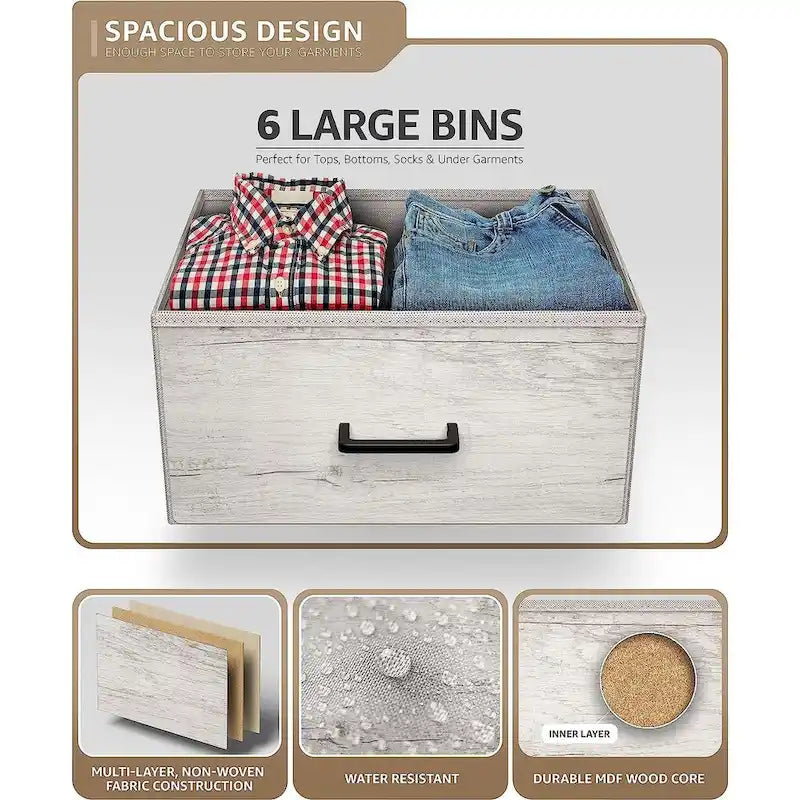 Commodes de chambre avec 6 tiroirs, commode de chambre
