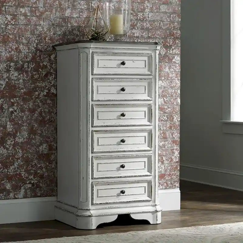 Semainier en écorce vieillie blanc antique