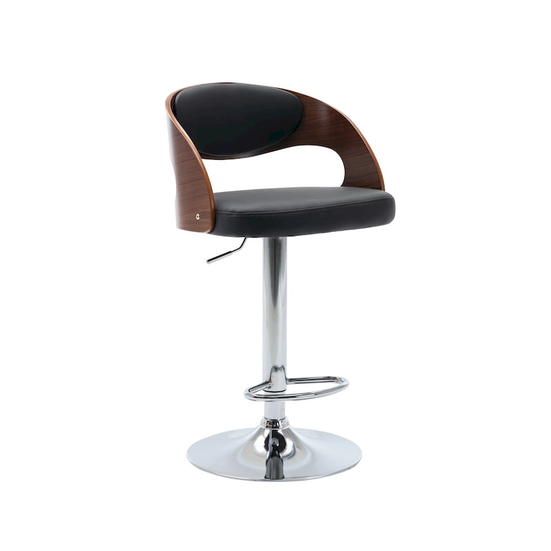 Tabouret de bar réglable en hauteur, cuir PU, piètement chromé