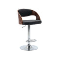 Tabouret de bar réglable en hauteur, cuir PU, piètement chromé