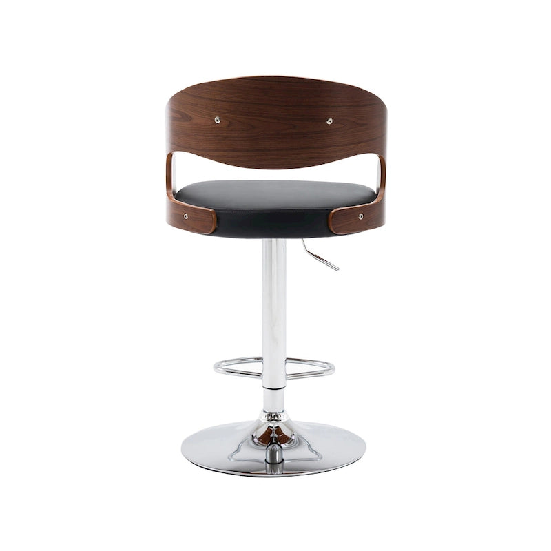Tabouret de bar réglable en hauteur, cuir PU, piètement chromé