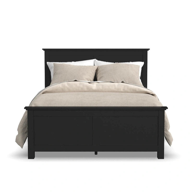 Lit Queen en bois noir