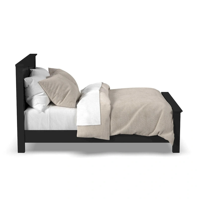 Lit Queen en bois noir