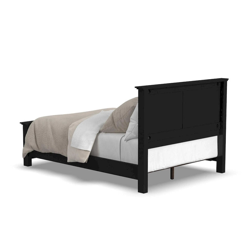 Lit Queen en bois noir