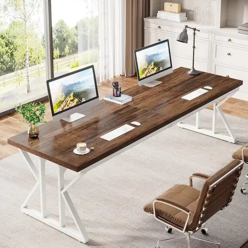 Bureau informatique de 78,7 pouces de long, bureau double pour bureau à domicile