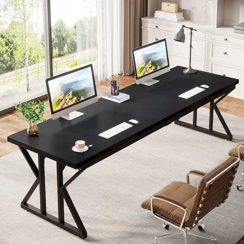 Bureau informatique de 78,7 pouces de long, bureau double pour bureau à domicile