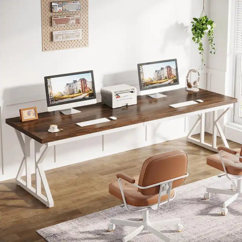 Bureau informatique de 78,7 pouces de long, bureau double pour bureau à domicile
