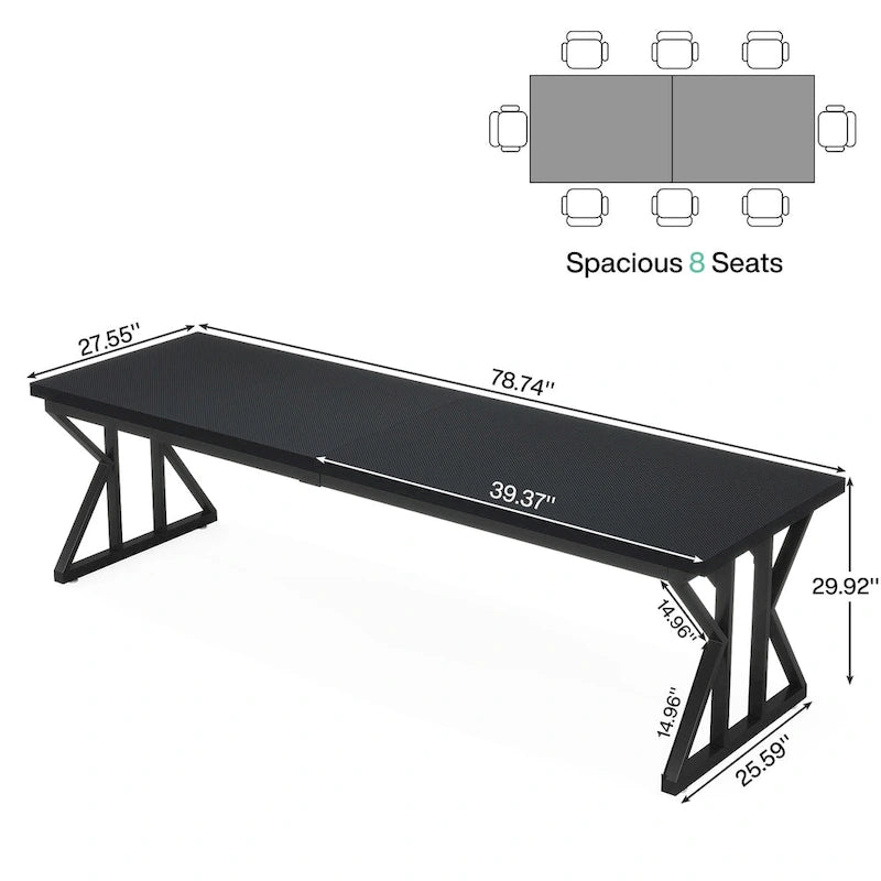 Bureau informatique de 78,7 pouces de long, bureau double pour bureau à domicile