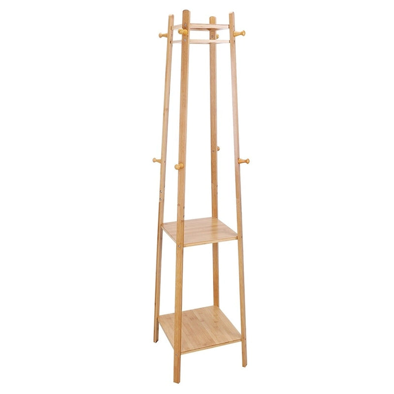 Porte-manteau sur pied en bois massif à 8 crochets - 170h x 40l x 40l