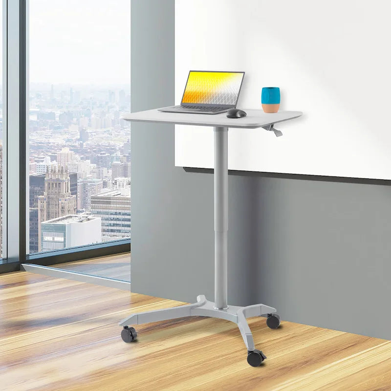 28 Chariot de bureau mobile à hauteur réglable pneumatique pour ordinateur portable