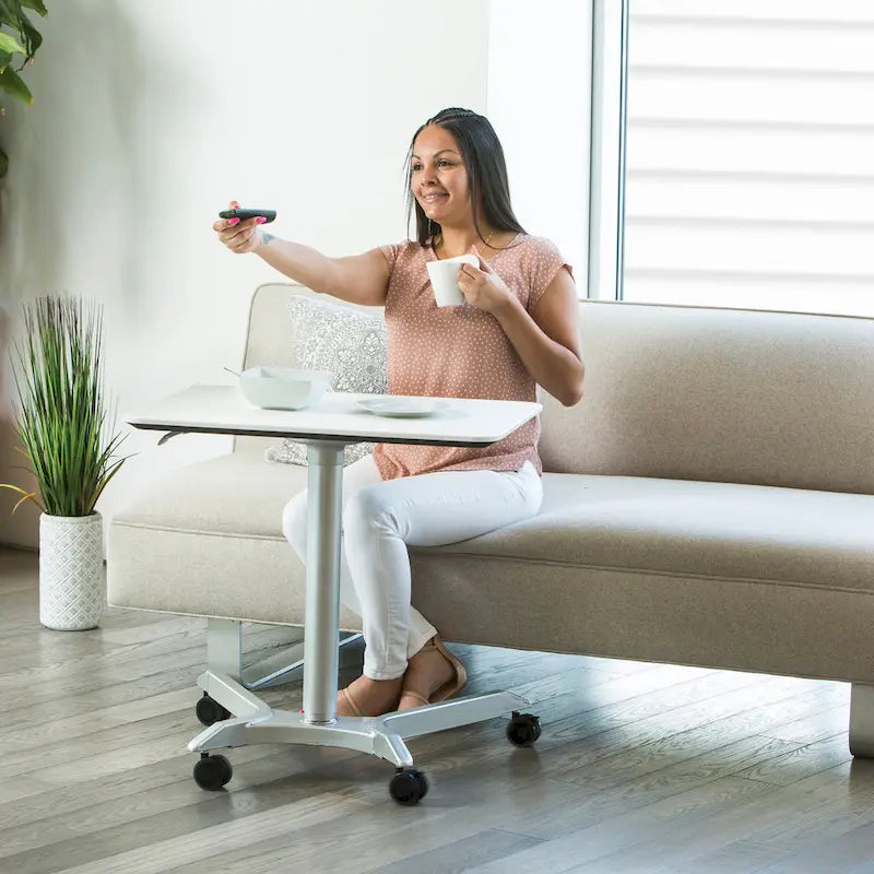 28 Chariot de bureau mobile à hauteur réglable pneumatique pour ordinateur portable