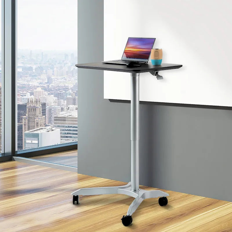 28 Chariot de bureau mobile à hauteur réglable pneumatique pour ordinateur portable