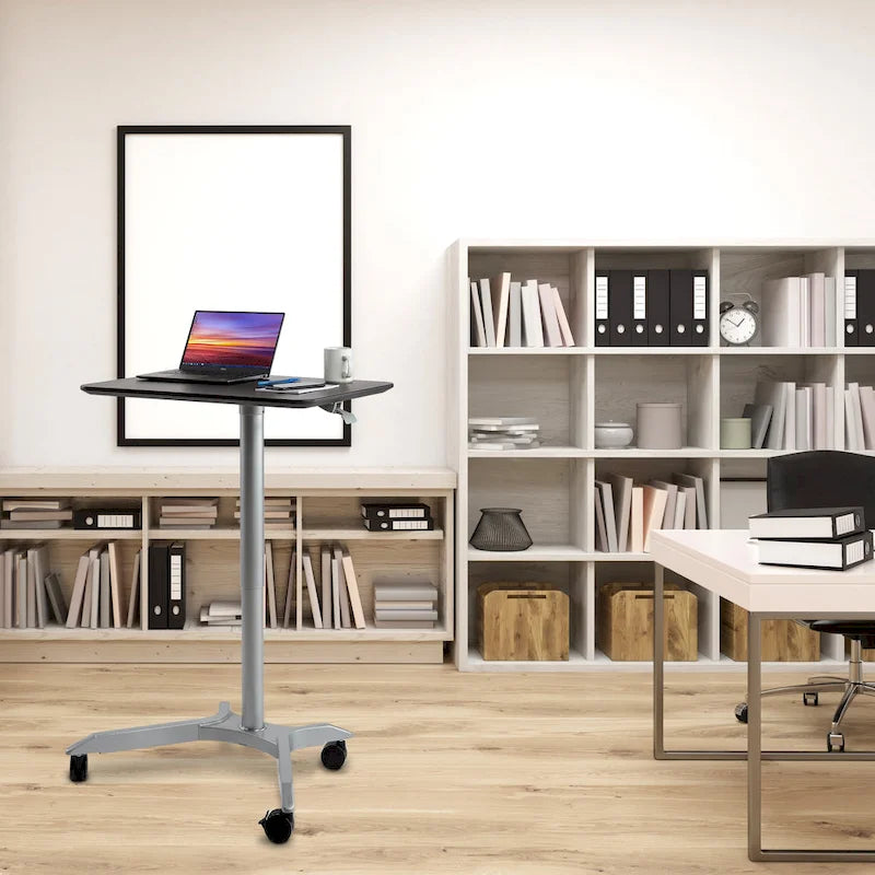 28 Chariot de bureau mobile à hauteur réglable pneumatique pour ordinateur portable