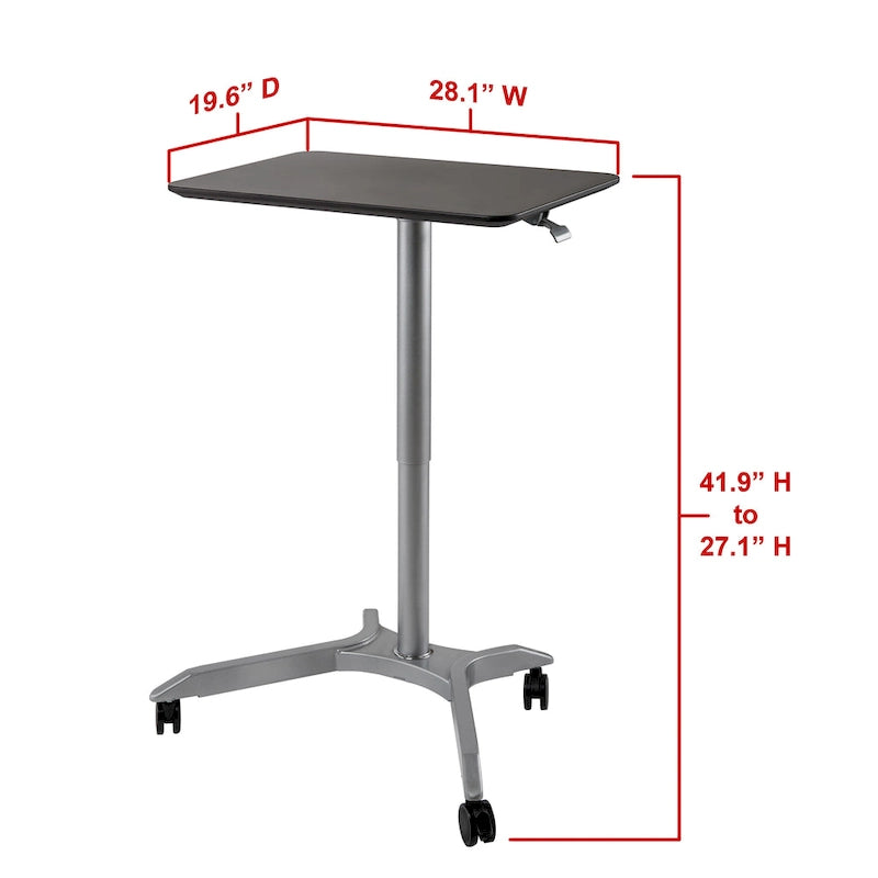 28 Chariot de bureau mobile à hauteur réglable pneumatique pour ordinateur portable