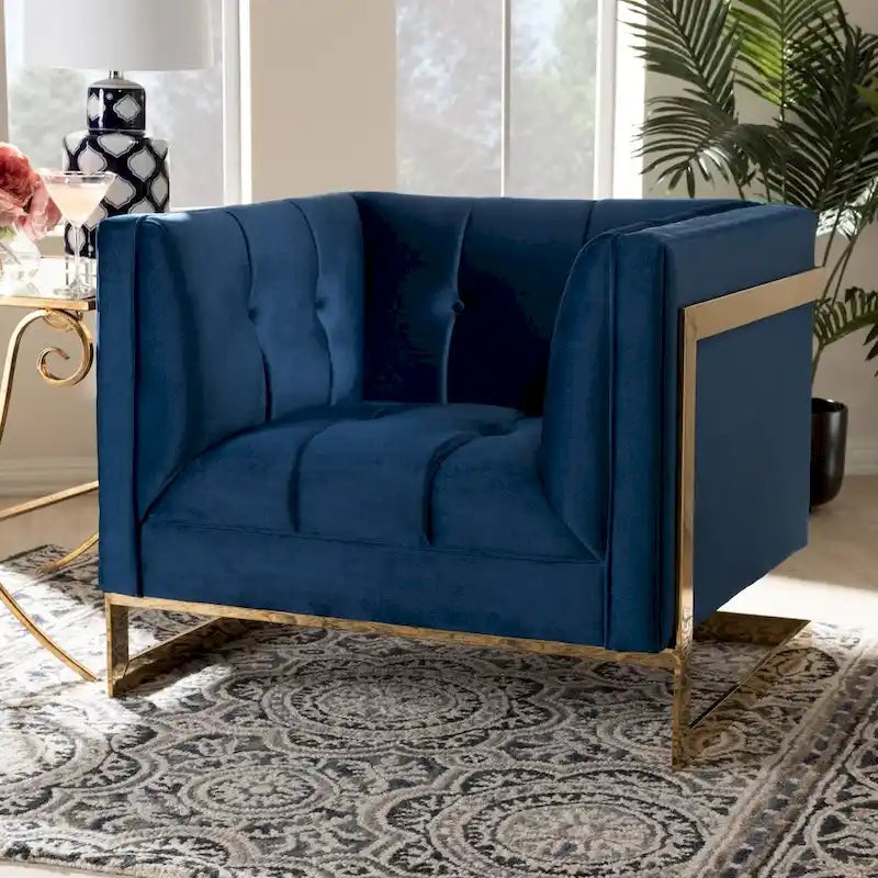 Fauteuil en velours glamour avec cadre doré