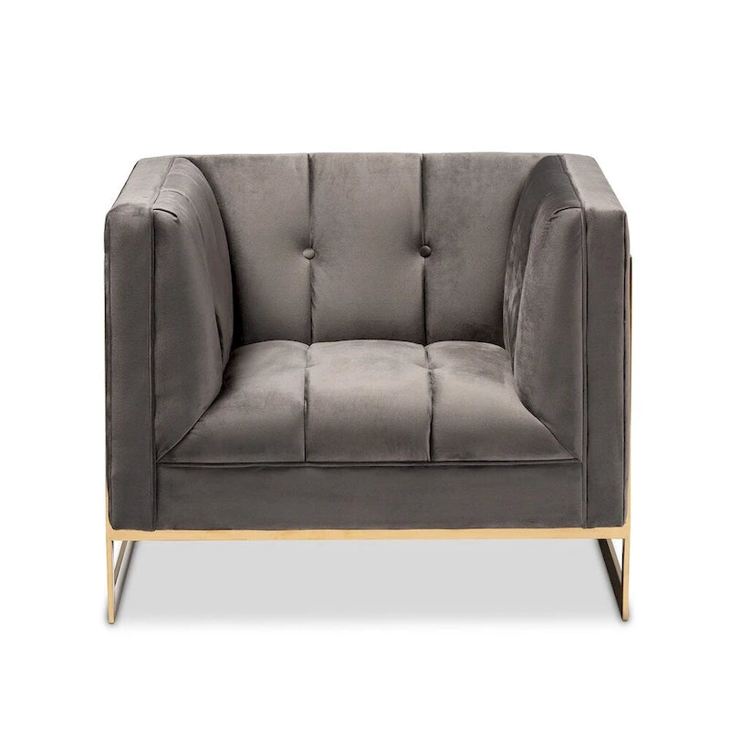 Fauteuil en velours glamour avec cadre doré
