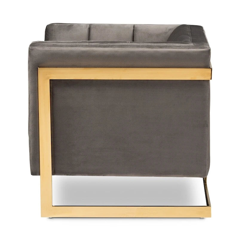 Fauteuil en velours glamour avec cadre doré