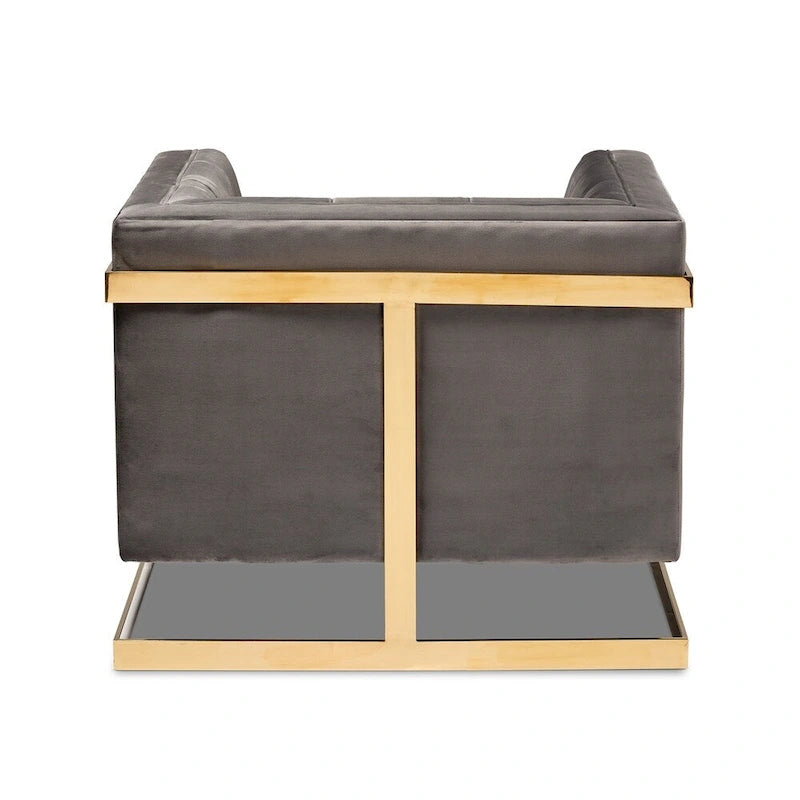 Fauteuil en velours glamour avec cadre doré