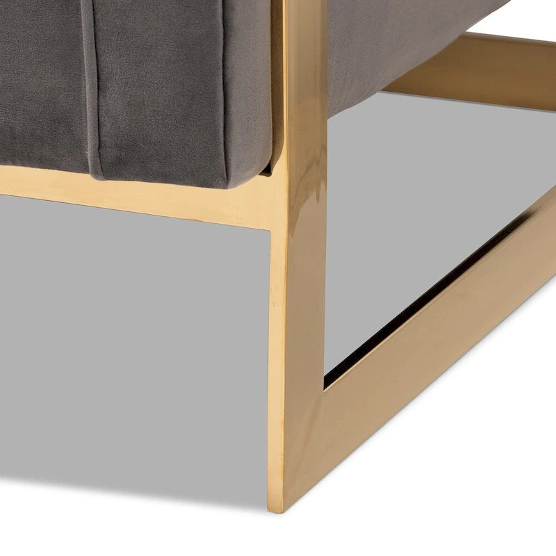 Fauteuil en velours glamour avec cadre doré