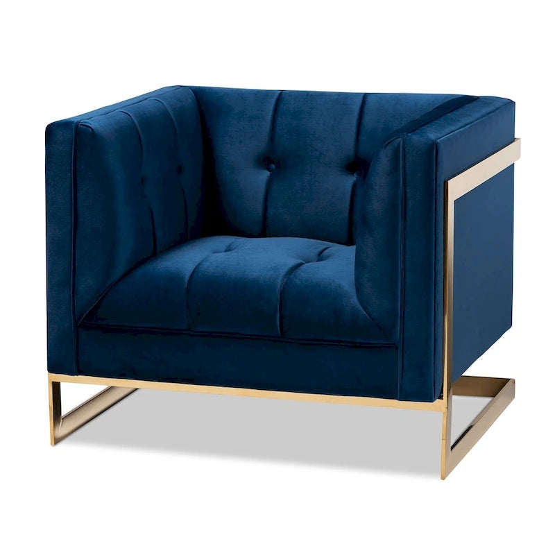 Fauteuil en velours glamour avec cadre doré