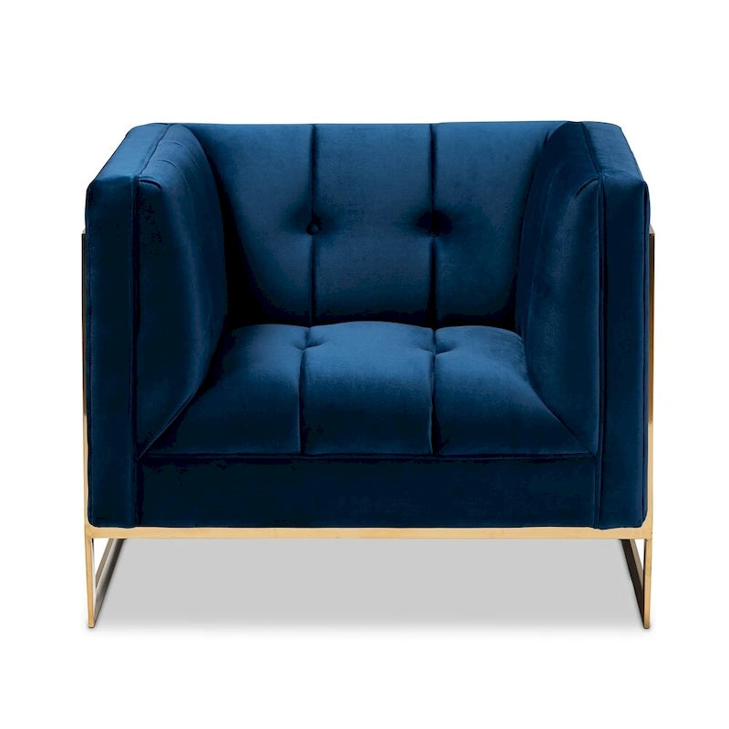 Fauteuil en velours glamour avec cadre doré