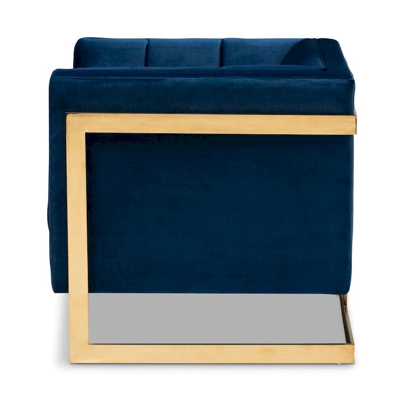 Fauteuil en velours glamour avec cadre doré