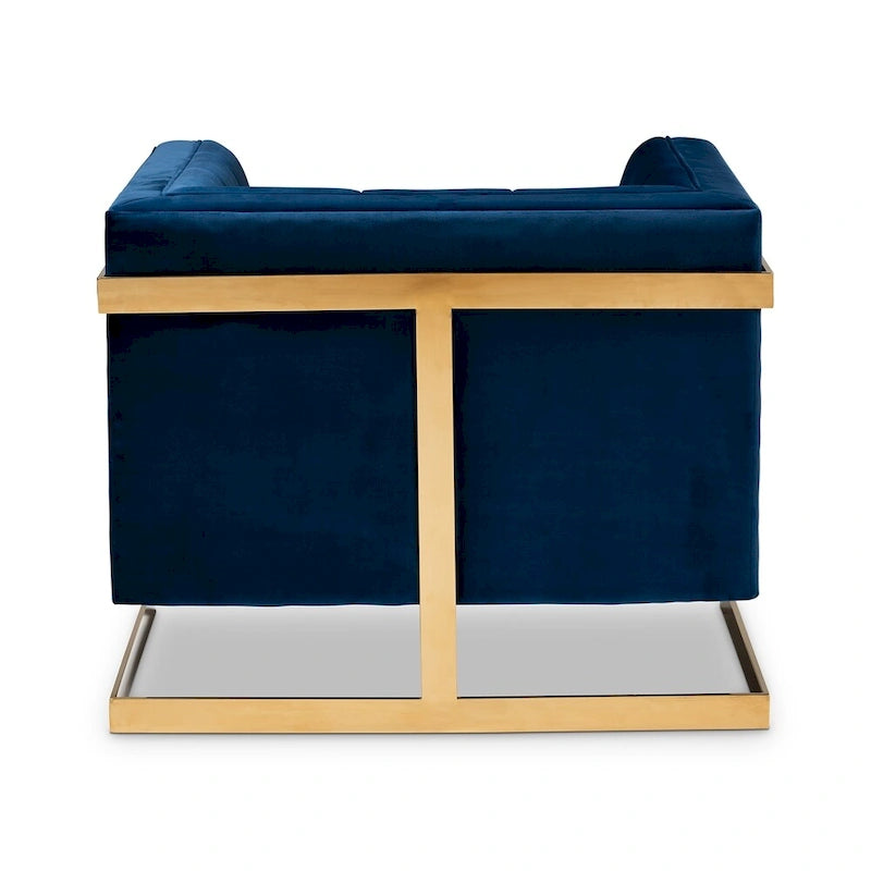 Fauteuil en velours glamour avec cadre doré