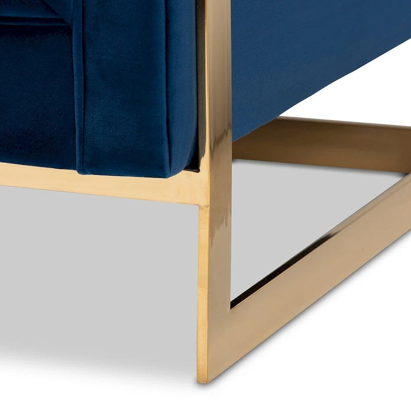 Fauteuil en velours glamour avec cadre doré