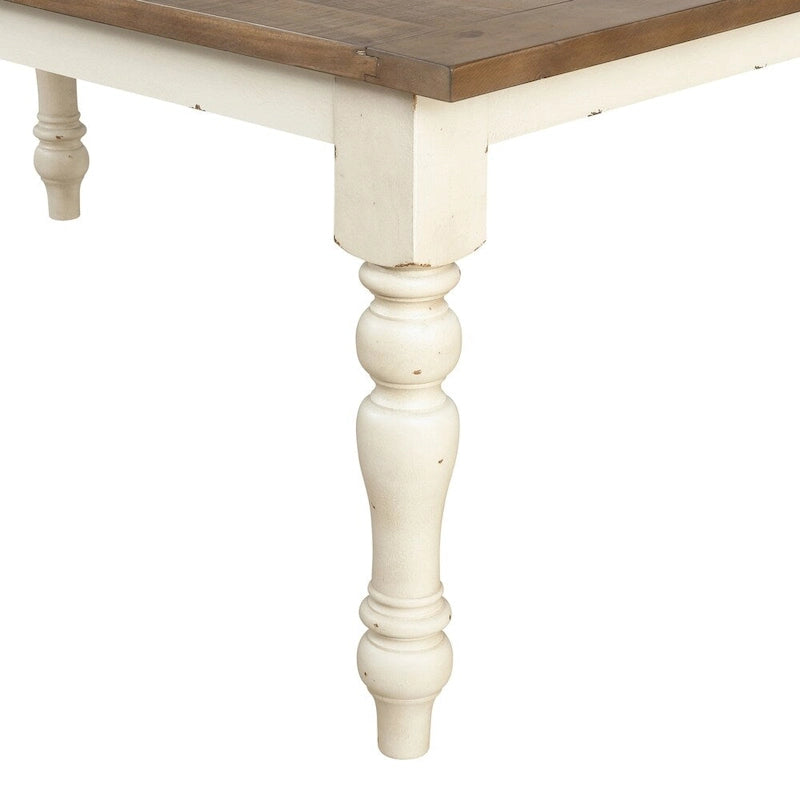 Le banc de salle à manger en bois blanc antique et chêne vieilli