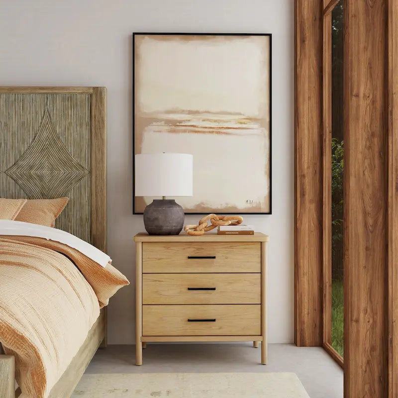 Commode en bois à 3 tiroirs et pieds arrondis