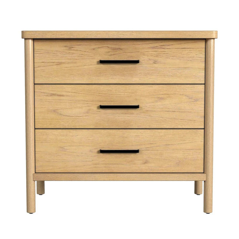 Commode en bois à 3 tiroirs et pieds arrondis