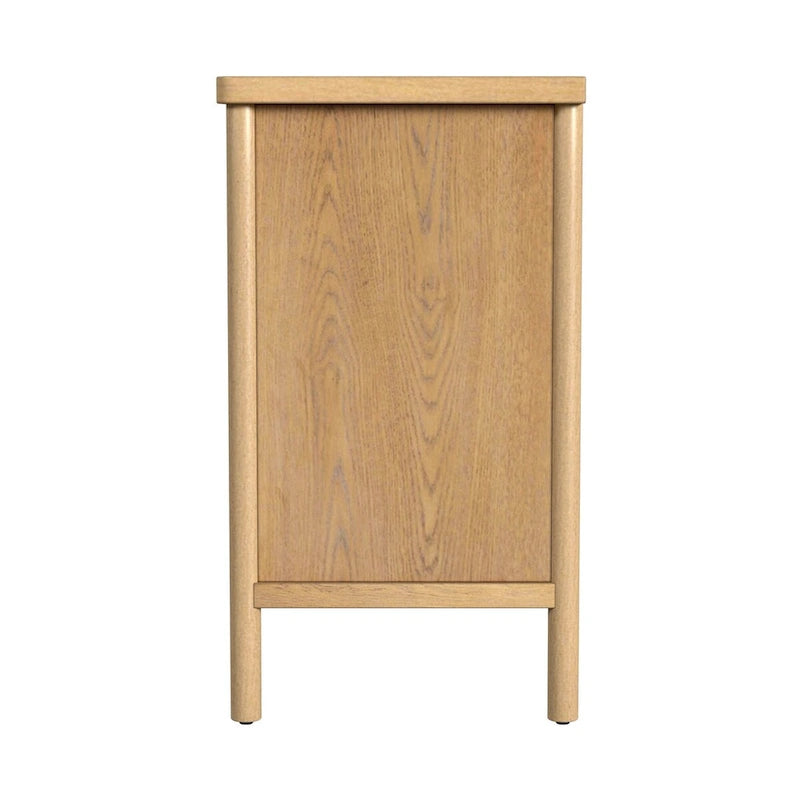 Commode en bois à 3 tiroirs et pieds arrondis