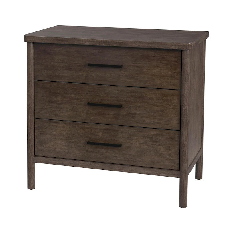 Commode en bois à 3 tiroirs et pieds arrondis