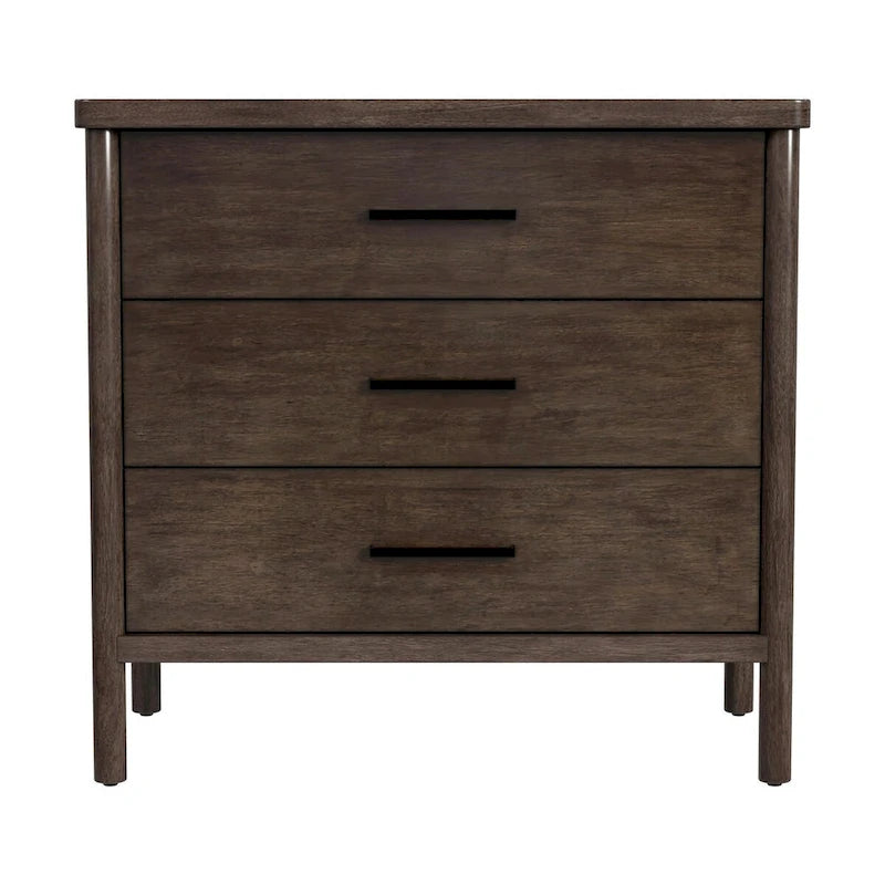 Commode en bois à 3 tiroirs et pieds arrondis
