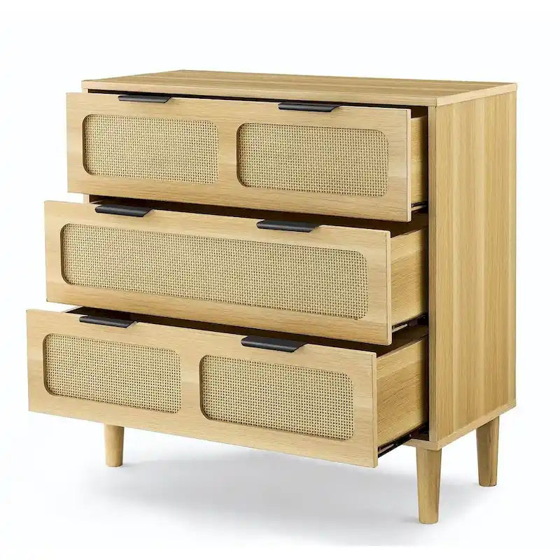 Commode moderne en rotin à 3 tiroirs pour le rangement à la maison et au bureau