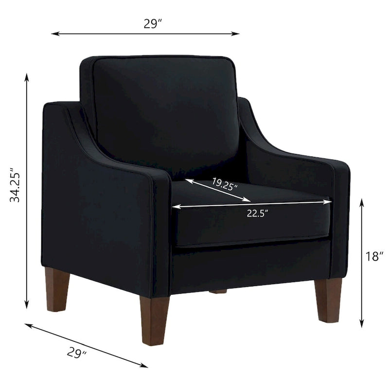 Fauteuil d'appoint en velours capitonné avec pieds en bois