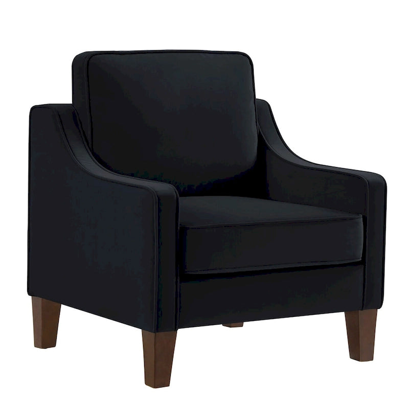 Fauteuil d'appoint en velours capitonné avec pieds en bois