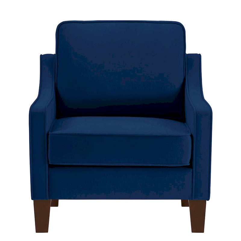 Fauteuil d'appoint en velours capitonné avec pieds en bois