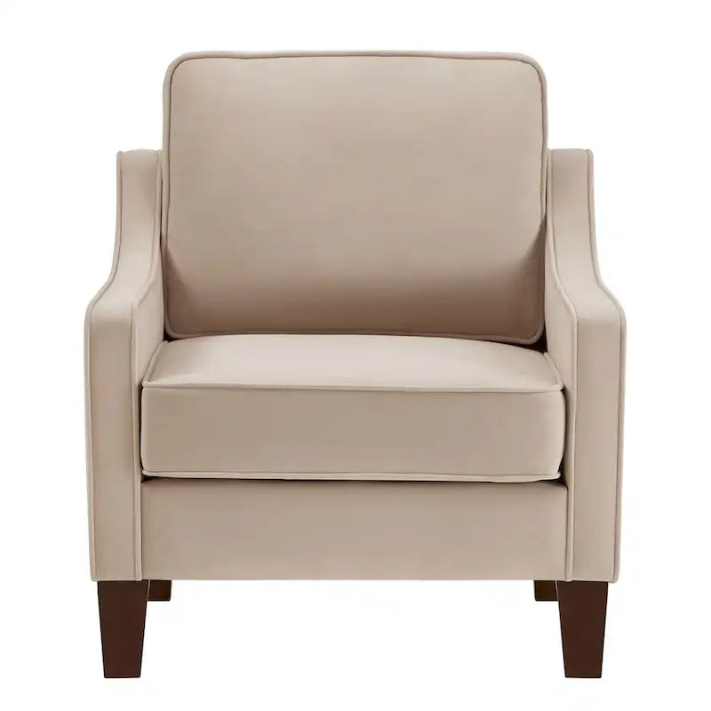 Fauteuil d'appoint en velours capitonné avec pieds en bois