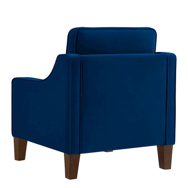 Fauteuil d'appoint en velours capitonné avec pieds en bois