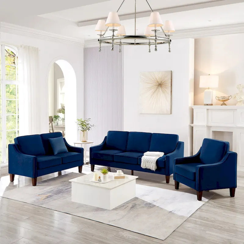 Fauteuil d'appoint en velours capitonné avec pieds en bois