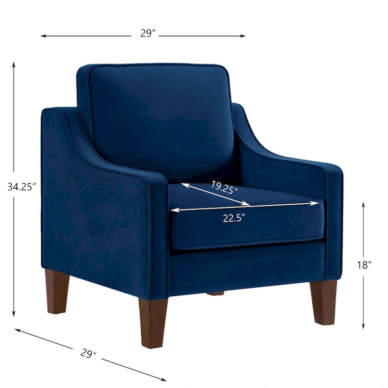 Fauteuil d'appoint en velours capitonné avec pieds en bois