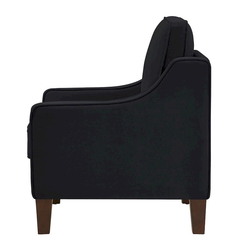 Fauteuil d'appoint en velours capitonné avec pieds en bois