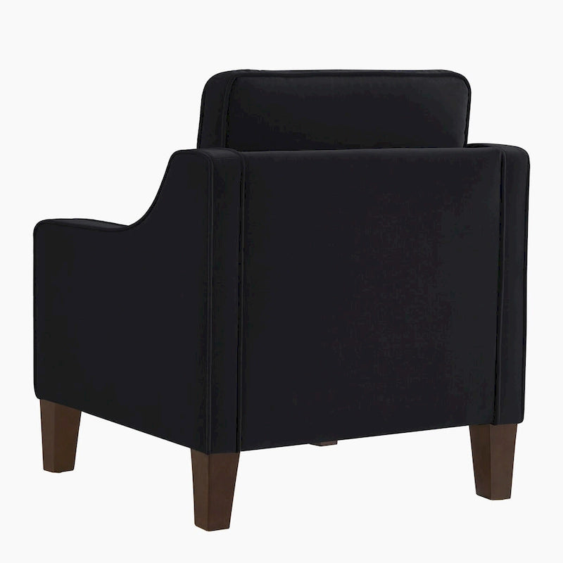 Fauteuil d'appoint en velours capitonné avec pieds en bois