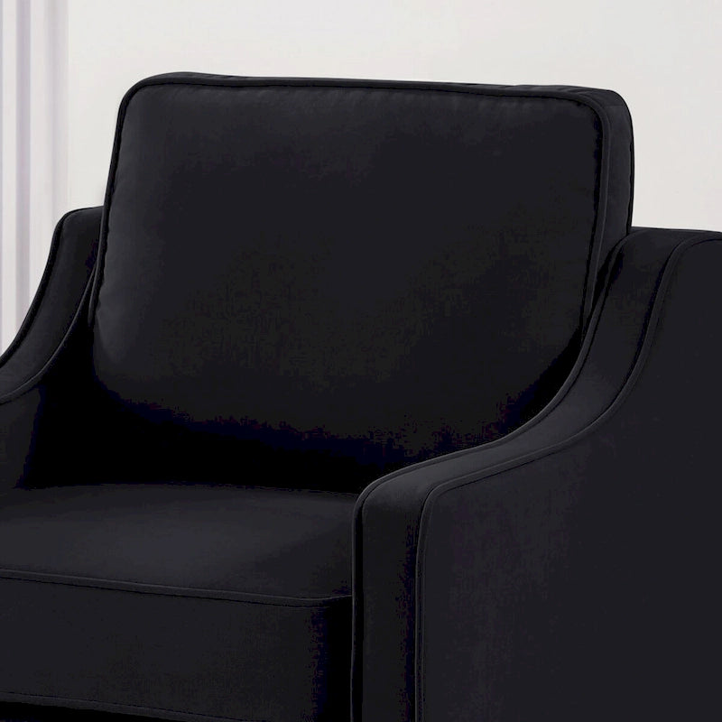 Fauteuil d'appoint en velours capitonné avec pieds en bois